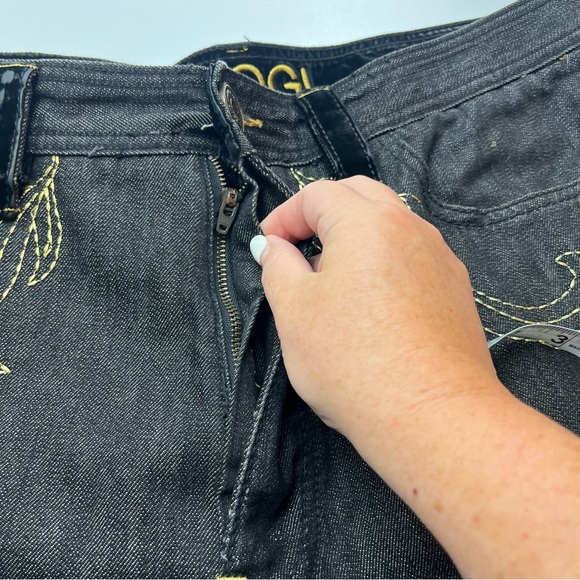 Coogi Baggy Denim‎ Short Black Hip Hop Y2K Mens Size 38 x 17 Embroidered Velvet - Picture 14 of 15